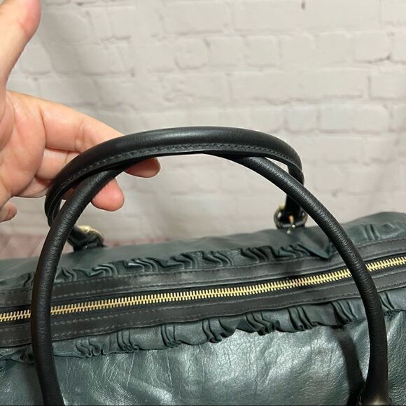 GUCCI SABRINA calfskin Leather ruffle medium sabrina boston tote black EUC - Picture 5 of 16